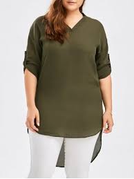 Olive Green Tops Plus Size