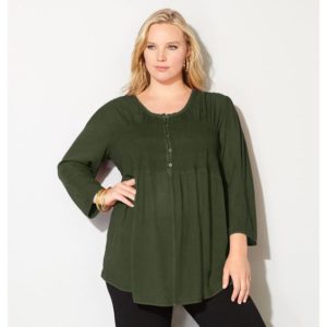 Plus Size Olive Green Top Blouse