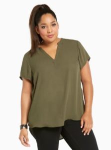 Plus Size Olive Green Tops Women