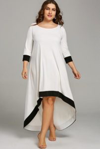 Plus Size White High Low Maxi Dresses