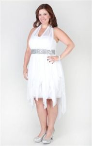 Plus Sized White High Low Dresses