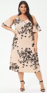 Floral Dress Sleeves for Plus Size Open Shoulder