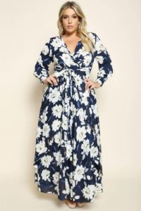 Floral Dress with Sleeves Plus Size