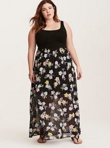 Plus Size Floral Chiffon Maxi Dress