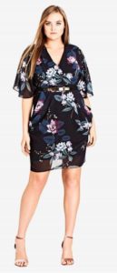 Plus Size Floral Dress Knee Length with Sleeves