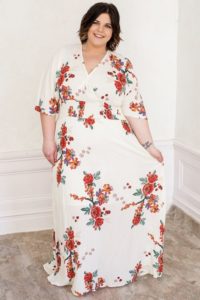 Plus Size Floral Maxi Dress with 3by4 sleeves