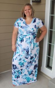 Plus Size Floral Maxi White and Blue