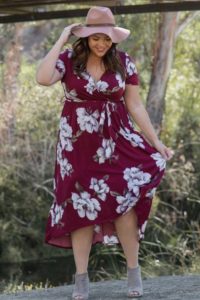 Plus Size Floral Printed Dress with Sleeves