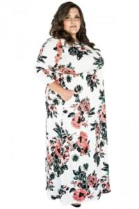 Plus Size Long Floral Dresses with Sleeves
