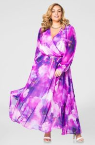 Plus Size Purple Floral Maxi Dress