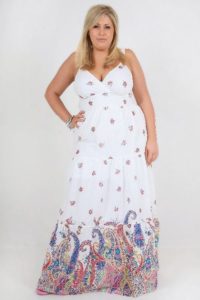 White Plus Size Floral Maxi Dresses