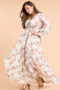 Women's Plus Size Floral Dress with Sleeves