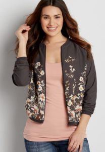 Bomber Jacket in Floral Print Plus Size