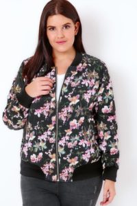 Floral Bomber Jacket in Plus Size