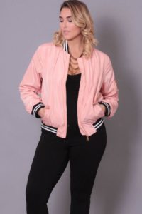 Pink Bomber Jacket in Plus Sizes