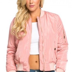 Pink Plus Size Bomber Jacket