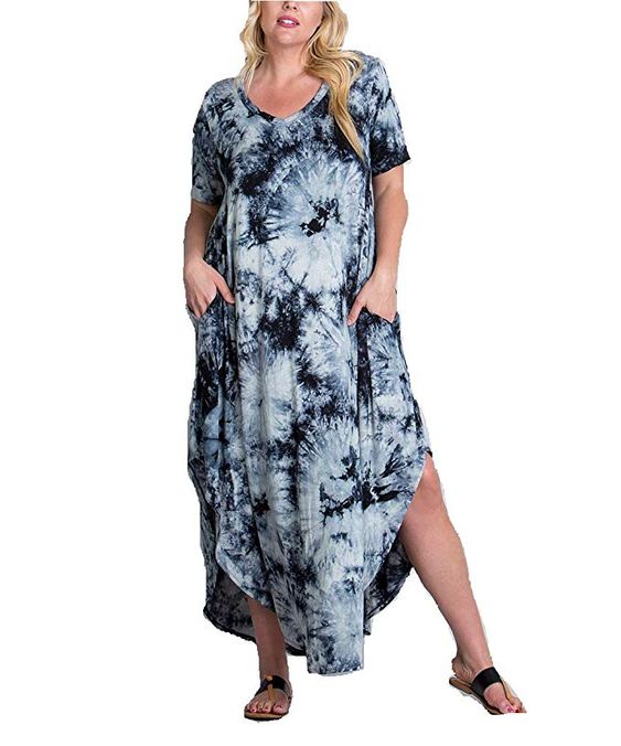 Plus Size Casual Maxi Dress with Pockets
