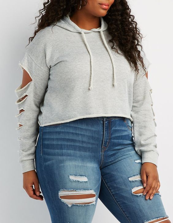 Plus Size Cropped Hoodies