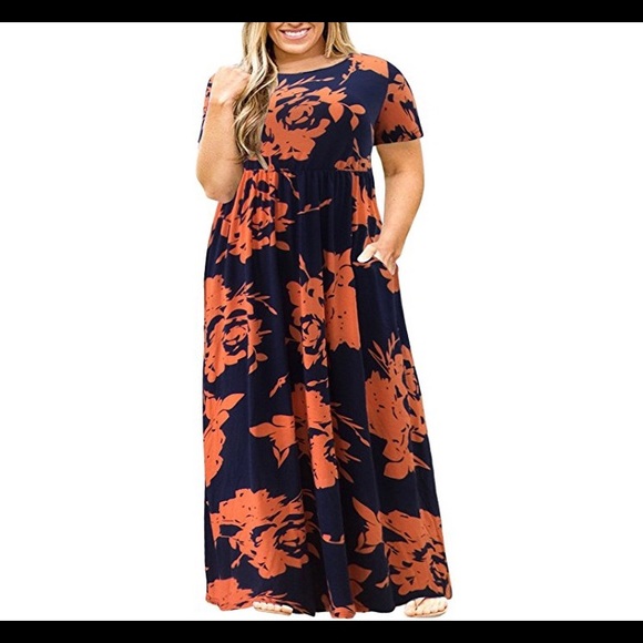Plus Size Long Maxi Dress with Pockets