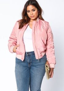 Plus Size Pink Bomber Jacket