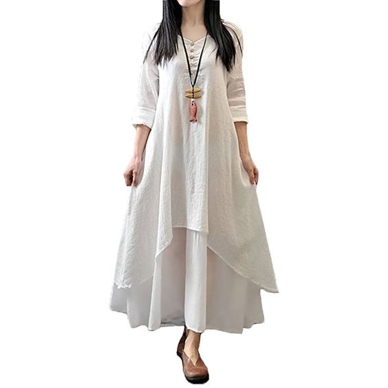 Plus Size White Boho Dress
