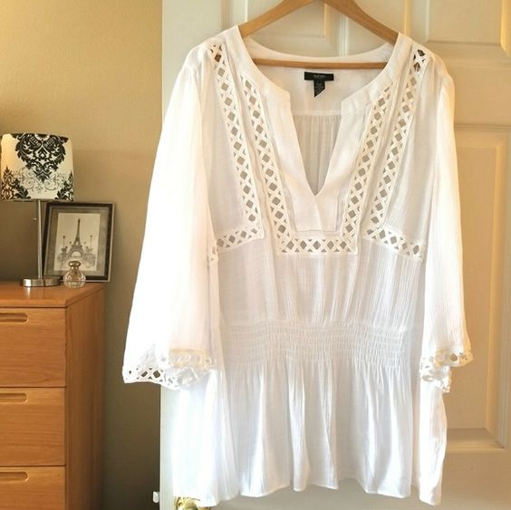 Plus Size White Boho Shirt Dress