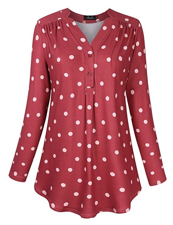 Red Polka Dot Blouse in Plus Size