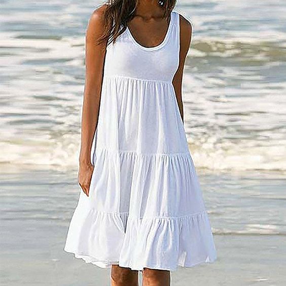 White Plus Size Boho Dress