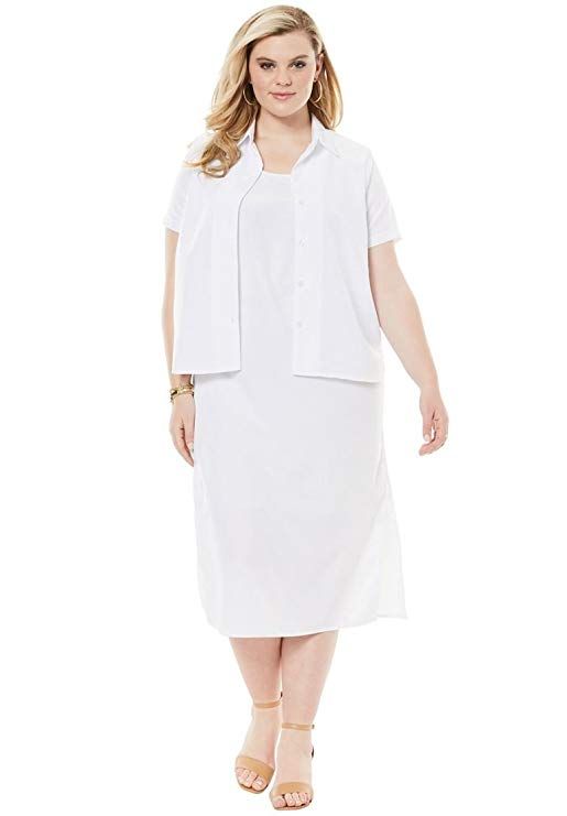 White Plus Size Jacket Dresses Woman
