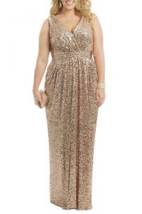 Gold Plus Size Prom Dress