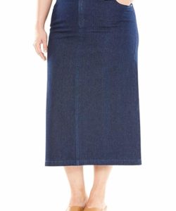 Plus Size Blue Long Denim Skirt
