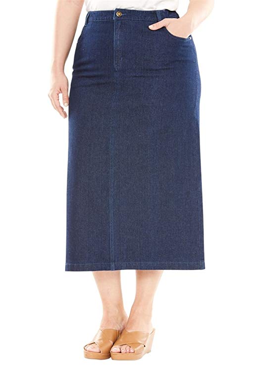 Plus Size Blue Long Denim Skirt – Attire Plus Size