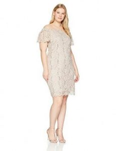 Plus Size Champagne Dress with Short Sleeve