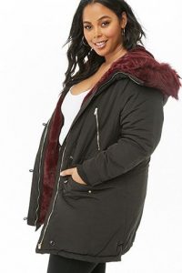 Plus Size Faux Fur Hood Jacket