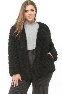 Plus Size Faux Fur Jacket BlackPlus Size Faux Fur Jacket Black