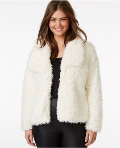Plus Size Faux Fur Jacket White