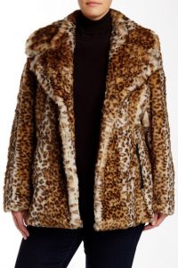 Plus Size Leopard Faux Fur Jacket