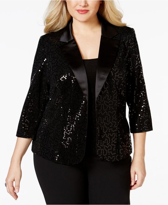 Plus Size Sequin Black Jacket – Attire Plus Size