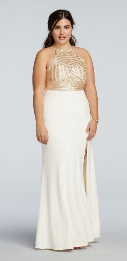 plus size white and gold outfits