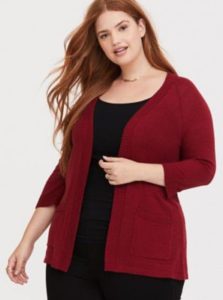 Red Plus Size Cardigan Sweater