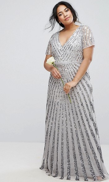 Silver Sequin Dress in Plus Size