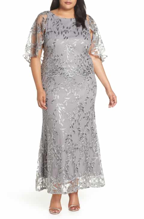 Silver Sequin Plus Size Dress