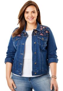 Women's Plus Size Cropped Jean Jacket