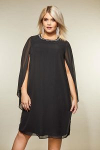 Black Dress for a Wedding with Sleeves Plus Size