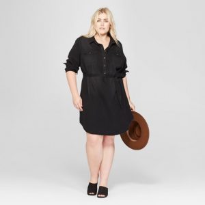 Black Plus Size Denim Shirts Dress
