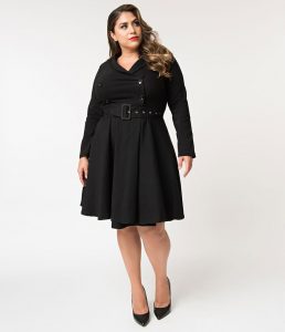 Black Plus Size Swing Coat
