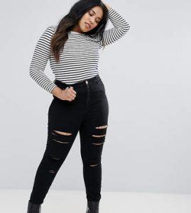 Black Ripped Jeggings Plus Size