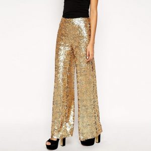 Gold Plus Size Sequin Pants