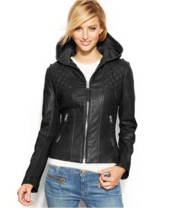 Hood Leather Jacket For Plus Size