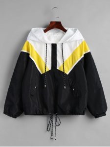Hooded Windbreaker Jacket For Plus Size